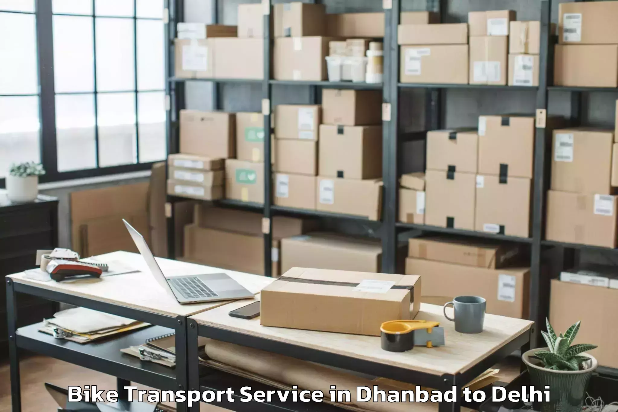 Trusted Dhanbad to Okhla Industrial Estate Okhla Bike Transport